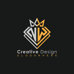 Fototapeta premium Luxury Letter Logo – Crown & Diamond Monogram for Creative Branding 