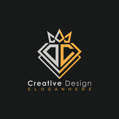 Luxury Letter Logo – Crown & Diamond Monogram for Creative Branding
