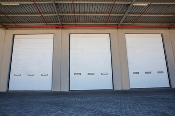 Exterior of closed door of warehouse