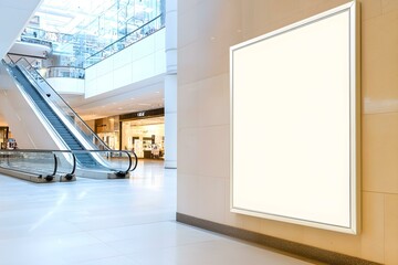 Blank Billboard Display Set Inside Contemporary Shopping Mall Environment