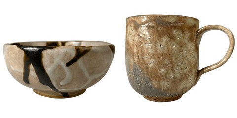 Showcase of artisan ceramics bowl and mug studio with close-up craftsmanship