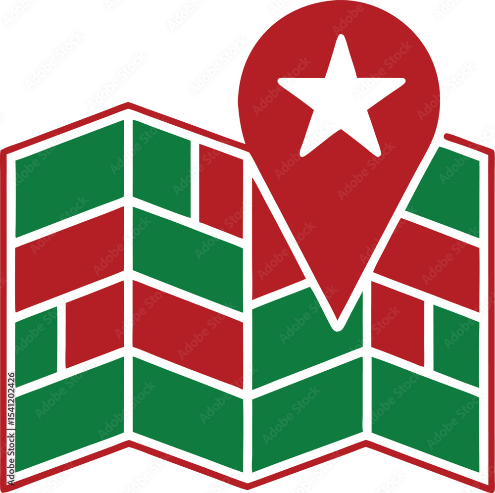 Poster vector illustration of a location pin and a map on transparent background