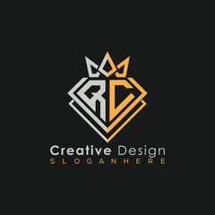 Luxury Letter Logo – Crown & Diamond Monogram for Creative Branding
