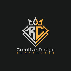 Fototapeta premium Luxury Letter Logo – Crown & Diamond Monogram for Creative Branding 