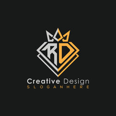 Obraz premium Luxury Letter Logo – Crown & Diamond Monogram for Creative Branding 