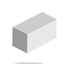 White triangular prism isometric shape. Geometric 3D symbol. Vector isolated on white . Vector Illustration .  