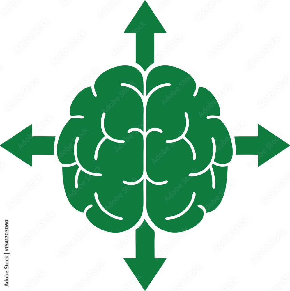 Poster brain with arrows indicating direction and options representing thought processes