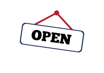 A white sign with a blue border indicates that a business is 