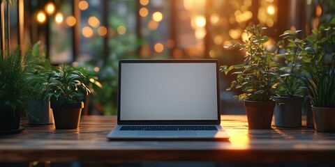 Fototapeta premium Image of a laptop with a white screen for editing