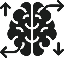 Vector illustration of a brain silhouette with arrows representing knowledge transfer