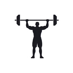 Male Weightlifter Lifting Barbell Overhead Silhouette