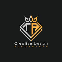 Fototapeta premium Luxury Letter Logo – Crown & Diamond Monogram for Creative Branding 