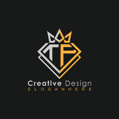 Obraz premium Luxury Letter Logo – Crown & Diamond Monogram for Creative Branding 