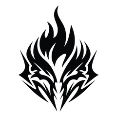 Tribal Flame Decal Vector Illustration – High-Quality Black Silhouette Design