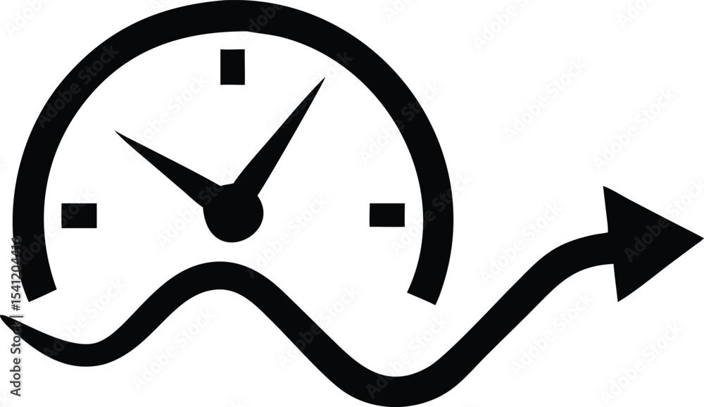 Poster flexible schedule concept with wavy arrow representing time management