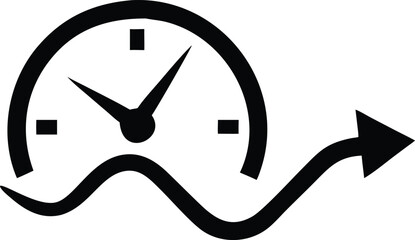 Flexible schedule concept with wavy arrow representing time management