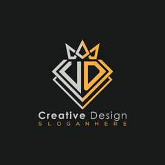 Luxury Letter Logo – Crown & Diamond Monogram for Creative Branding
