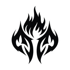 Tribal Flame Decal Vector Illustration – High-Quality Black Silhouette Design