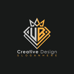 Fototapeta premium Luxury Letter Logo – Crown & Diamond Monogram for Creative Branding 