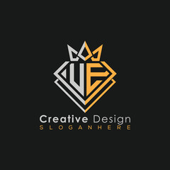 Fototapeta premium Luxury Letter Logo – Crown & Diamond Monogram for Creative Branding 