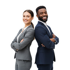 Business man and woman back to back