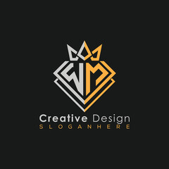 Fototapeta premium Luxury Letter Logo – Crown & Diamond Monogram for Creative Branding