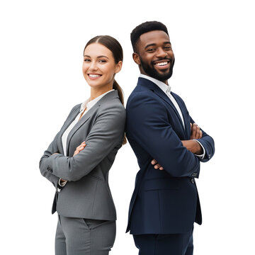 Business man and woman back to back