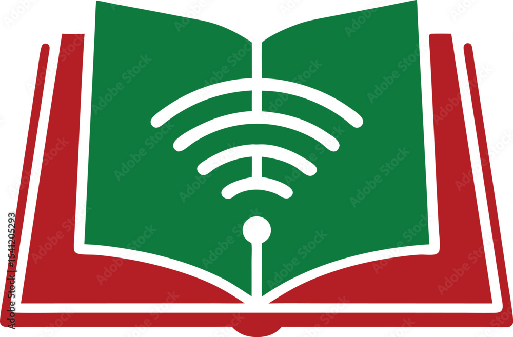 Poster wireless learning concept illustration open book with wifi signal symbol