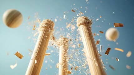 3d render Cricket Wicket Explosion: Stunning Action Photography AI generative