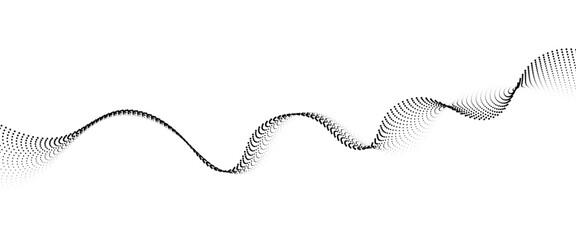 Flowing Dot Wave halftone gradient pattern on transparent background	
