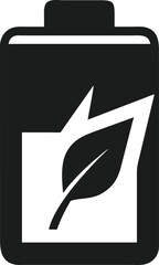 Eco battery icon with green leaf representing sustainable energy and power