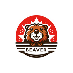 beaver logo design, vector illustration Canadian icon logo design concept. Beaver day illustration. Beaver Mascot Logo for Sport and Esport, Cartoon Beaver Mascot.	American and Canadian animal.