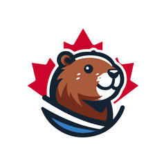 beaver logo design, vector illustration Canadian icon logo design concept. Beaver day illustration. Beaver Mascot Logo for Sport and Esport, Cartoon Beaver Mascot.	American and Canadian animal.