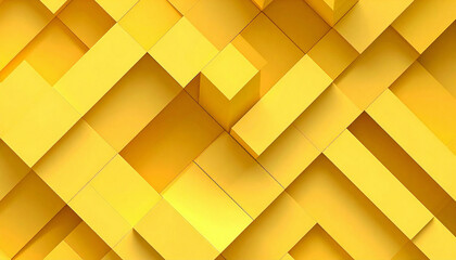 黄色の幾何学模様のイラスト。3D。立体的なブロックスタイル。Yellow geometric illustration. 3D. Three-dimensional block style.