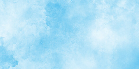 Sky blue gradient texture gently blending into crisp white light sky blue shades watercolor background,  aquarelle paint paper textured canvas element for  texture design, blue sky and clouds.