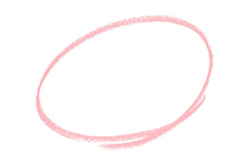 Pink pencil highlight circle mark isolated on transparent background
