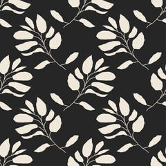 Trendy minimalist seamless botanical pattern with abstract creative hand drawn composition