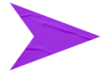 Purple crumpled paper arrow isolated on transparent background