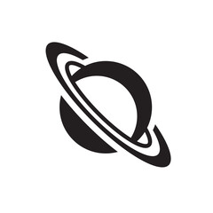 Obraz premium Black silhouette of Saturn in vector format