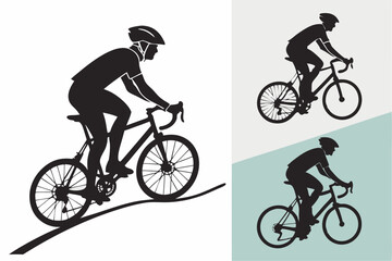 Wheels in Motion: Cycling Man Silhouette Vector Set