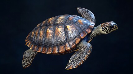Marine turtles drifting peacefully near rocky terrain high resolution picture