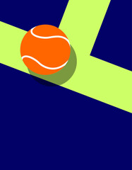 Tennis ball close up on the court vector illustration. Padel ball.