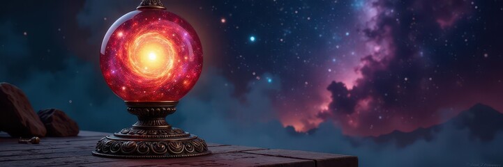 Ornate galaxy lamp base, swirling spiral detail, space decor, stars, interior design