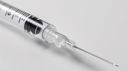 Close up of a teeth whitening gel syringe with a small precision tip isolated on a white background