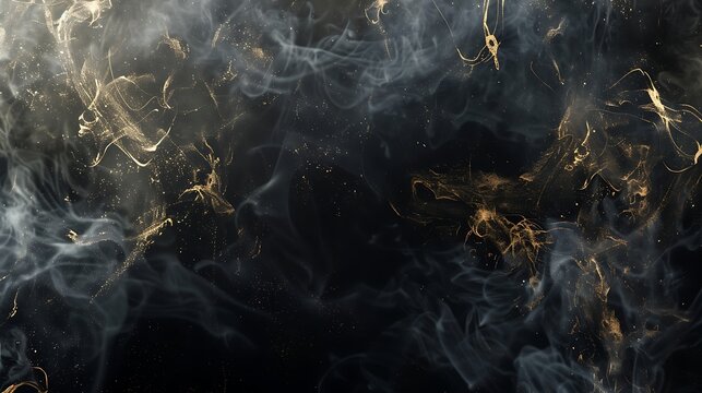 Abstract design of smoky patterns with golden accents.
