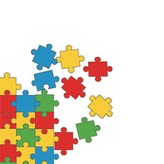 Naklejka premium Puzzle pieces vector illustration, jigsaw game icon, teamwork solution, connection, problem solving design