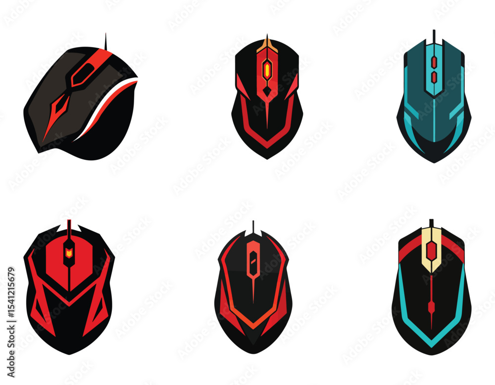 Fototapete gaming mouse in black fill icon. modern high performance wired mouse side view vector illustration i