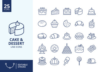 Line icon cake and dessert vector 