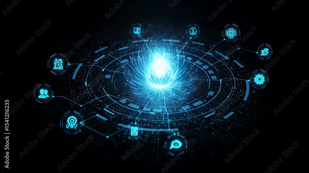 Poster digital network system with interconnected icons