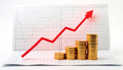 Obraz premium Business graph with coins and dollar signs illustrating financial market growth and success
